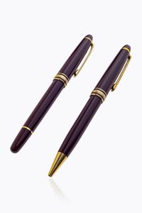 MONTBLANC - Penna a sfera e stilografica Montblanc  modello Meisterstck. Corpo e cappuccio in resina bordeaux  con lemblema  [..]