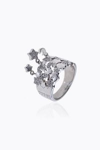 PASQUALE BRUNI - Peso gr 16 2 Misura 18 (58) Anello in oro bianco  a fascia  sommit con lune  cuori e stelle con diamanti taglio  [..]