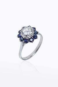 ANELLO - Peso gr 3 5 Misura 16 (56) in oro bianco con diamante solitario taglio brillante di ct 1 50 ca  probabile colore  [..]