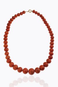COLLANA - Peso gr 146 4 Lunghezza cm 56 composta da sfere briolette di corallo di Sciacca a scalare dal diam di mm 11 2  [..]