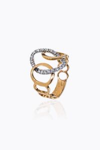 ANELLO - Peso gr 3 4 Misura 13 (53) in oro rosa  sommit ad anelli ovalizzati con diamanti taglio brillante per totali  [..]