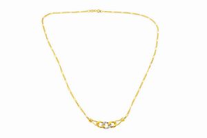 GIROCOLLO - Peso gr 6 9 in oro giallo e bianco con al centro maglia groumette con diamanti taglio brillante per totali ct  [..]