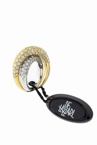 DE LAZZARI - Peso gr 18 Misura 13 Anello in oro giallo e bianco  composto da due fasce basculanti raccordate al centro  interamente  [..]