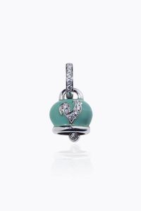 CHANTECLER - Peso gr 4 2 Ciondolo a forma di campanella  firmato Chantecler con smalto turchese e piccoli diamantini taglio  [..]