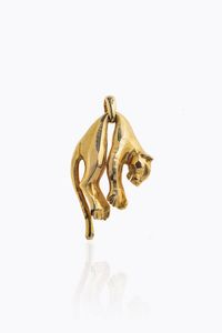 CARTIER - Peso gr 42 cm 6x3 Ciondolo in oro giallo  firmato Cartier  a forma di pantera