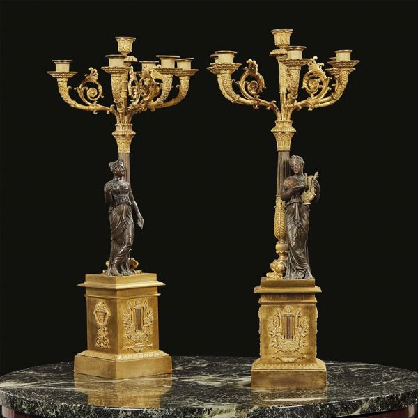 COPPIA DI CANDELABRI, FRANCIA, INIZIO SECOLO XIX  - Asta International Fine Art  - Associazione Nazionale - Case d'Asta italiane