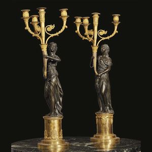 COPPIA DI CANDELABRI, FRANCIA, PRIMA MET� SECOLO XIX  - Asta International Fine Art  - Associazione Nazionale - Case d'Asta italiane