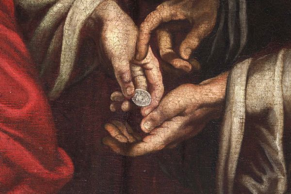 Scuola del XVII secolo Il tributo della moneta  - Asta Dipinti antichi - Associazione Nazionale - Case d'Asta italiane