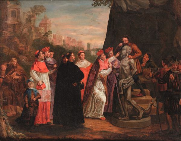 Scuola del XVII secolo Bernini realizza la scultura del Nettuno  - Asta Dipinti antichi - Associazione Nazionale - Case d'Asta italiane