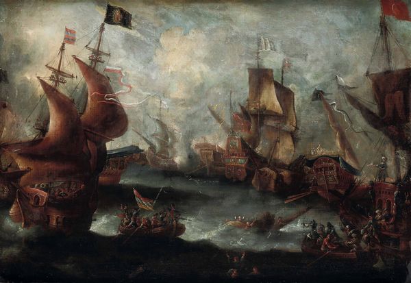 Scuola del XVIII secolo Scontro navale  - Asta Dipinti antichi - Associazione Nazionale - Case d'Asta italiane