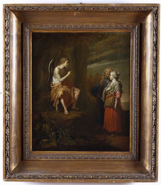 Scuola del XVIII secolo L'Angelo appare ad Agar e Ismaele  - Asta Dipinti antichi - Associazione Nazionale - Case d'Asta italiane