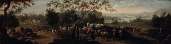 Scuola romana del XVIII secolo Paesaggio con pastori e armenti  - Asta Dipinti antichi - Associazione Nazionale - Case d'Asta italiane