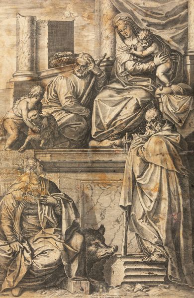 AGOSTINO CARRACCI : Studi di figure e architetture eseguite al verso  - Asta Dipinti antichi - Associazione Nazionale - Case d'Asta italiane