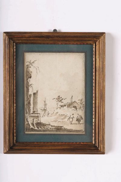 Giacomo Guardi, Attribuito a : Capricci con architetture e figure  - Asta Dipinti antichi - Associazione Nazionale - Case d'Asta italiane