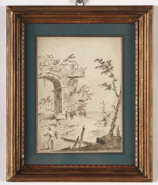 Giacomo Guardi, Attribuito a : Capricci con architetture e figure  - Asta Dipinti antichi - Associazione Nazionale - Case d'Asta italiane