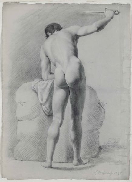 Scuola neoclassica del XIX secolo Studio di nudo virile con pugnale  - Asta Dipinti antichi - Associazione Nazionale - Case d'Asta italiane