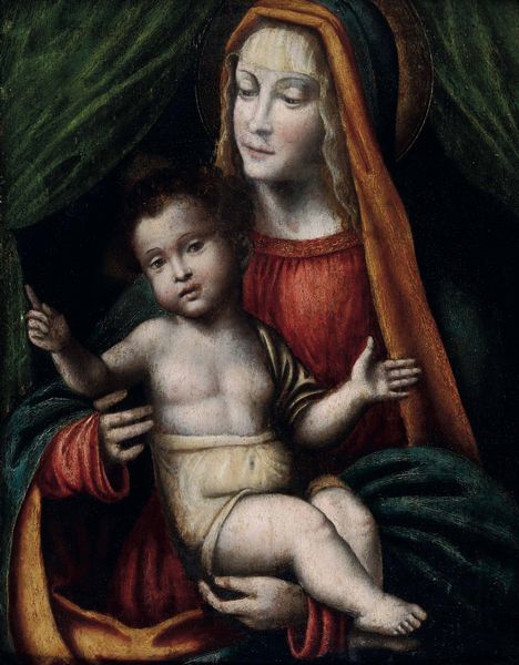 Scuola del XVI secolo Madonna con Bambino  - Asta Dipinti antichi - Associazione Nazionale - Case d'Asta italiane