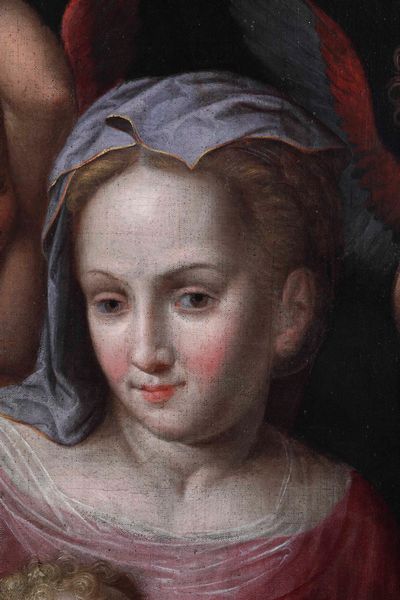 Matteo Pérez detto Matteo da Lecce, Attribuito a : Madonna con Bambino, San Giovannino e cherubini  - Asta Dipinti antichi - Associazione Nazionale - Case d'Asta italiane