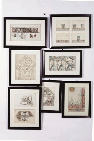 Sette disegni Sette disegni con studi architettonici  - Asta Dipinti antichi - Associazione Nazionale - Case d'Asta italiane