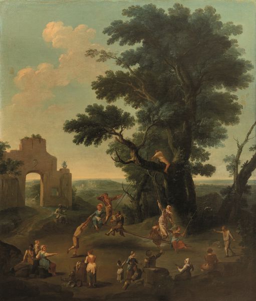 Paolo Anesi (Roma 1697 - Roma 1761) e Paolo Monaldi (Roma 1710 - Roma 1779) Paesaggio con festa campestre  - Asta Dipinti antichi - Associazione Nazionale - Case d'Asta italiane