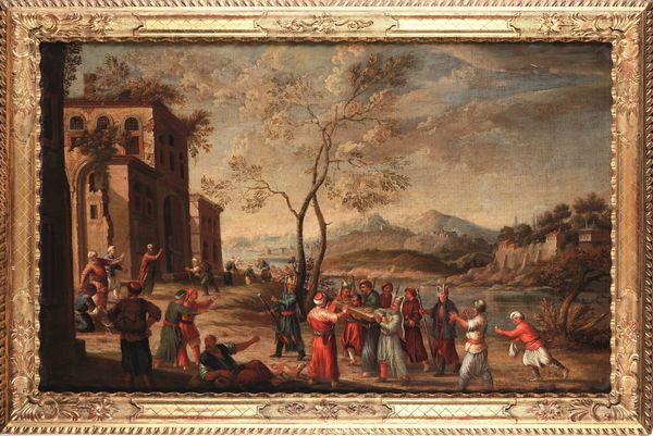 Scuola veneta del XVIII secolo Paesaggi con popolani e turchi  - Asta Dipinti antichi - Associazione Nazionale - Case d'Asta italiane