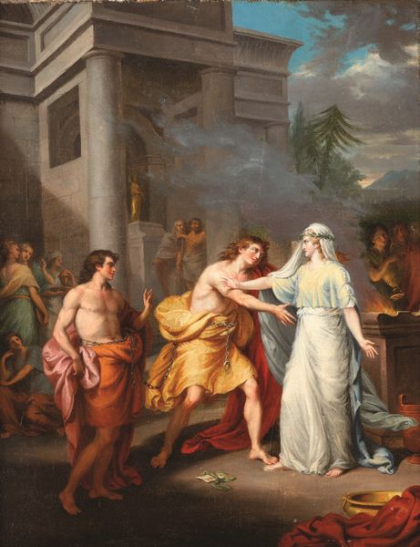 Scuola neoclassica del XIX secolo Scena di sacrificio con vestale  - Asta Dipinti antichi - Associazione Nazionale - Case d'Asta italiane