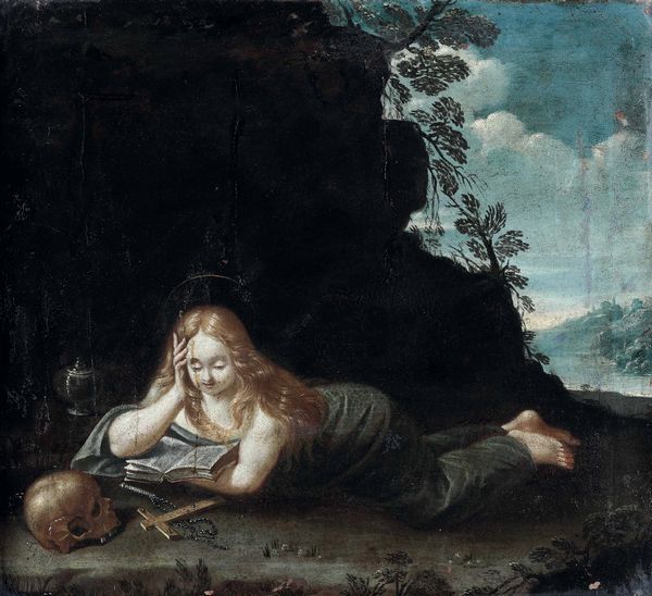 Scuola fiamminga del XVII secolo Maddalena penitente  - Asta Dipinti antichi - Associazione Nazionale - Case d'Asta italiane