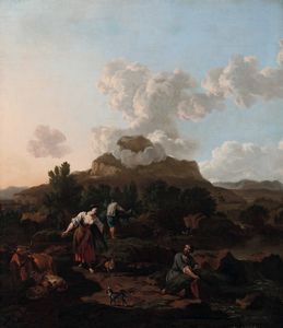Johannes van der Bent, Attribuito a - Paesaggio con scena pastorale