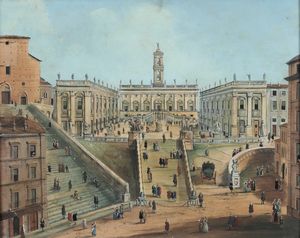 Scuola del XIX secolo Vedute di Roma  - Asta Dipinti antichi - Associazione Nazionale - Case d'Asta italiane