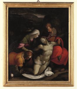 Manierista toscano del XVI secolo Compianto sul Cristo morto  - Asta Dipinti antichi - Associazione Nazionale - Case d'Asta italiane