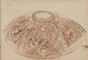 Andrea Pozzi, Attribuito a - Studio per decorazione di cupola