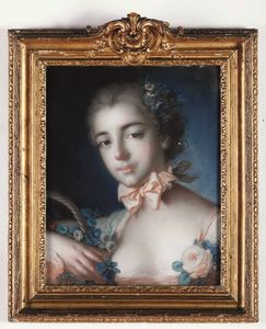 François Boucher, copia da : Ritratto di gentildonna in veste di Flora  - Asta Dipinti antichi - Associazione Nazionale - Case d'Asta italiane