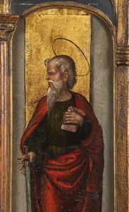 Giovanni di Pietro dello lo Spagna o Johannes Hispanus : San Paolo e San Tommaso  - Asta Dipinti antichi - Associazione Nazionale - Case d'Asta italiane
