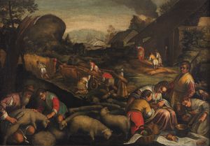Jacopo Da Ponte detto Jacopo Bassano, Bottega di : Le quattro stagioni  - Asta Dipinti antichi - Associazione Nazionale - Case d'Asta italiane
