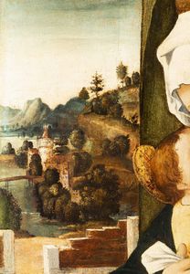 Benedetto Montagna : Madonna con Bambino su sfondo di paesaggio  - Asta Dipinti antichi - Associazione Nazionale - Case d'Asta italiane