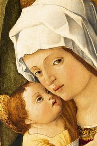 Benedetto Montagna : Madonna con Bambino su sfondo di paesaggio  - Asta Dipinti antichi - Associazione Nazionale - Case d'Asta italiane