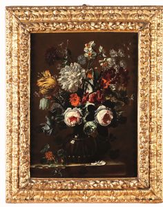 Scuola fiamminga del XVII secolo Nature morte con vasi di fiori  - Asta Dipinti antichi - Associazione Nazionale - Case d'Asta italiane