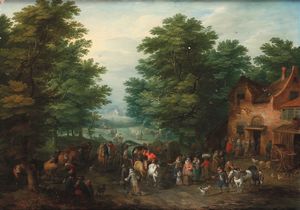 Peeter Gijsels, Attribuito a - Scena di villaggio