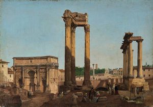 Ippolito Caffi - Vista del Palatino dai Musei Capitolini