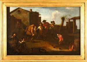 Scuola fiamminga del XVII secolo Scena di genere  - Asta Dipinti antichi - Associazione Nazionale - Case d'Asta italiane