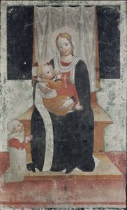 Ambrogio da Fossano detto il Bergognone, Bottega di - Madonna in trono con Bambino