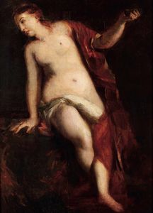 Scuola del XVII secolo Nudo femminile  - Asta Dipinti antichi - Associazione Nazionale - Case d'Asta italiane