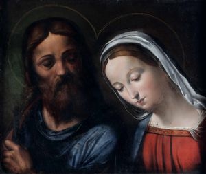 Scuola del XVIII-XIX secolo La Vergine e un santo  - Asta Dipinti antichi - Associazione Nazionale - Case d'Asta italiane