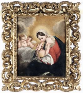 Antonio Bellucci, Attribuito a : Madonna con Bambino e angeli  - Asta Dipinti antichi - Associazione Nazionale - Case d'Asta italiane