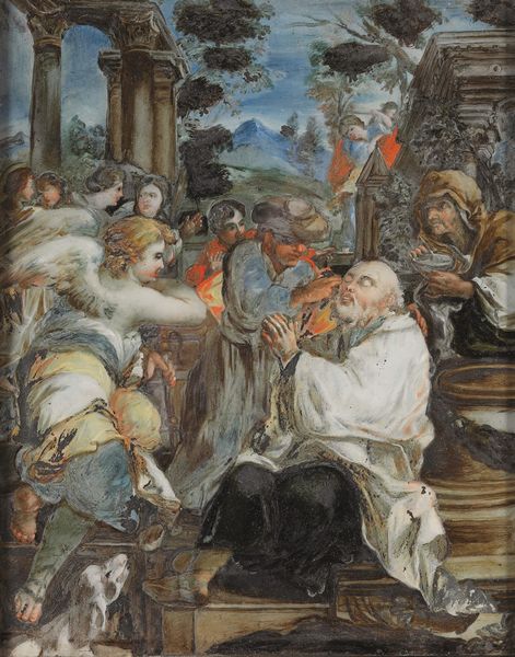 Scuola veneta del XVIII secolo Rebecca al pozzo<BR>La guarigione del padre di San Publio da parte di San Paolo  - Asta Disegni Antichi - Associazione Nazionale - Case d'Asta italiane