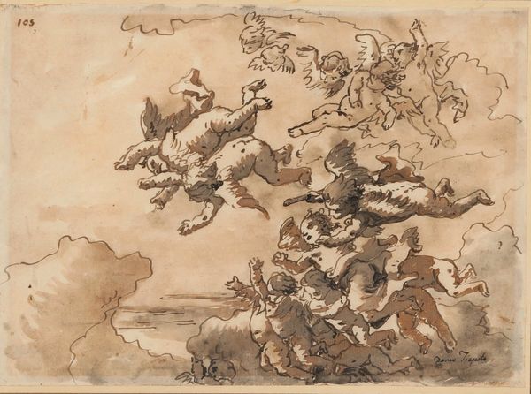,Giandomenico Tiepolo : Volo di putti  - Asta Disegni Antichi - Associazione Nazionale - Case d'Asta italiane
