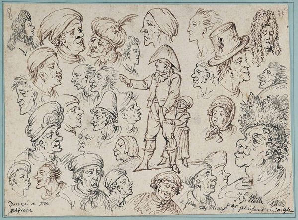 ,Pierre Alexandre Wille : Studi di teste di carattere  - Asta Disegni Antichi - Associazione Nazionale - Case d'Asta italiane