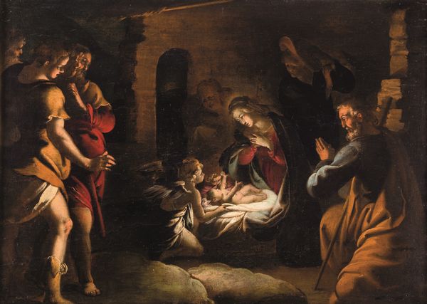 Scuola lombarda del XVII secolo Adorazione dei pastori  - Asta Disegni Antichi - Associazione Nazionale - Case d'Asta italiane