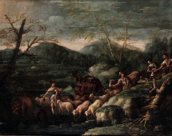 Scuola italiana del XVII secolo Paesaggio con pastori e armenti  - Asta Disegni Antichi - Associazione Nazionale - Case d'Asta italiane