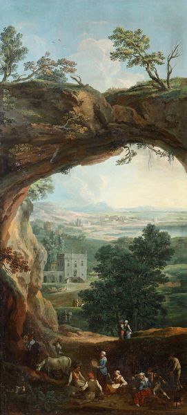 Paolo Anesi (Roma 1697 - Roma 1761) e Paolo Monaldi (Roma 1710 - Roma 1779) Paesaggio campestre con popolani  - Asta Disegni Antichi - Associazione Nazionale - Case d'Asta italiane